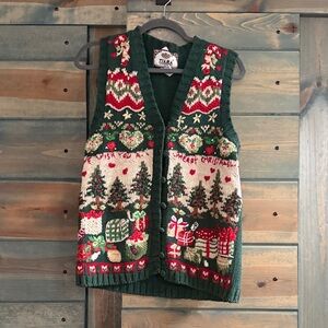 Tiara Holiday Sweater Vest with Festive Patterns